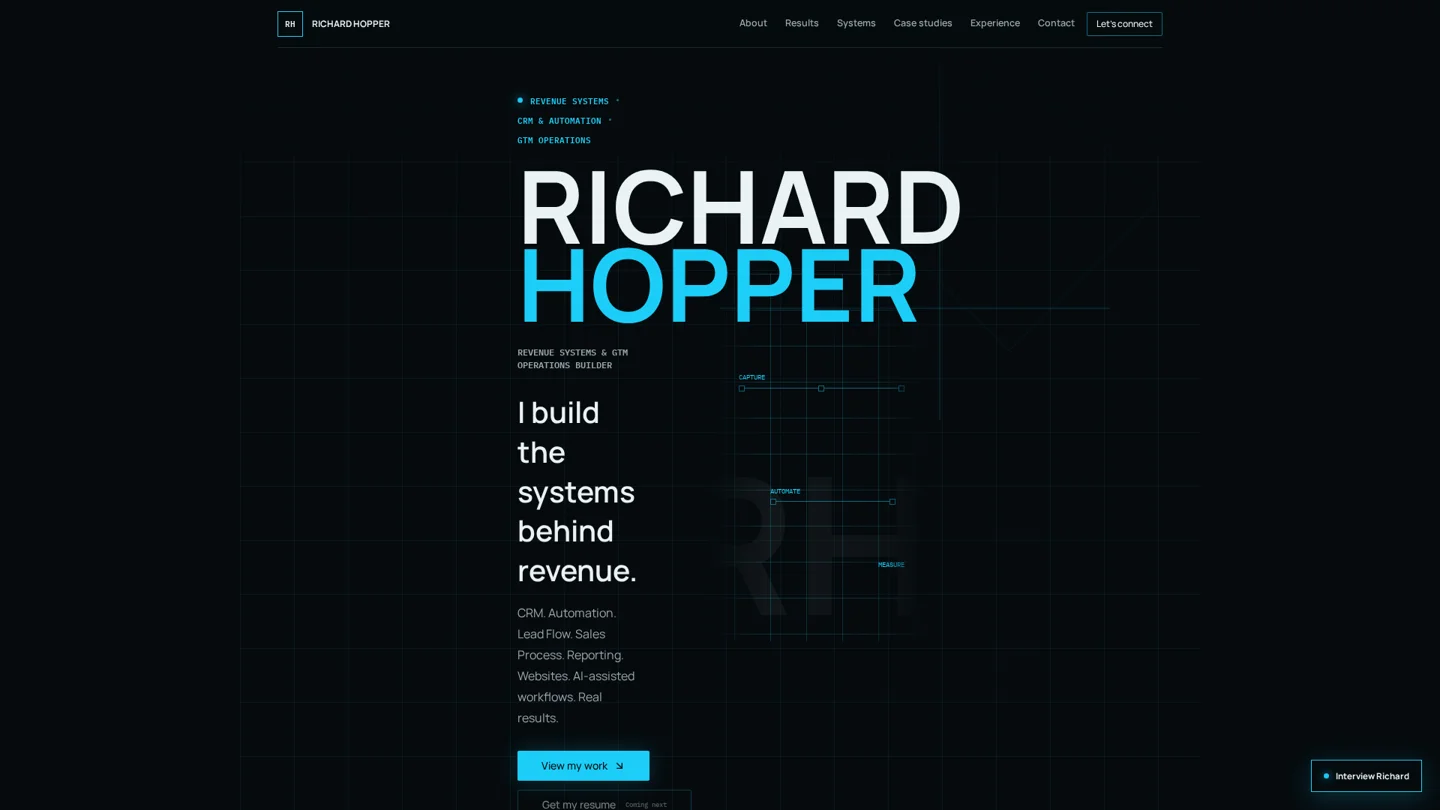 Revenue Systems Hub website design preview